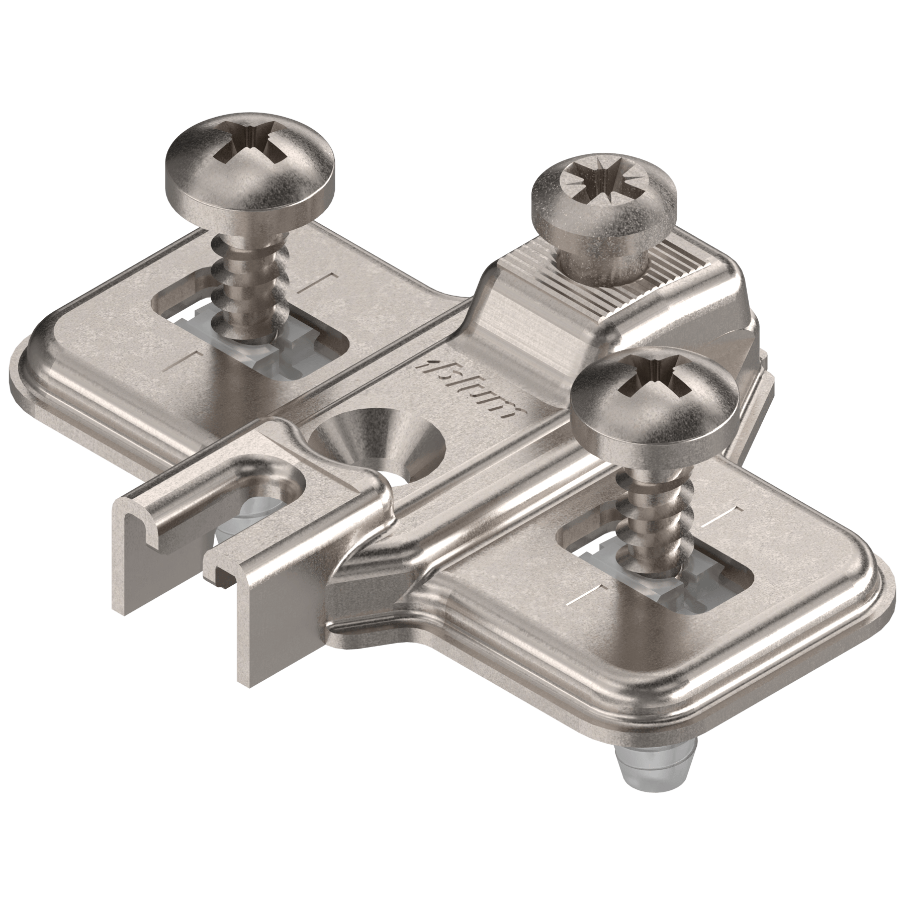 MODUL Plăcuţă de montaj, în cruce, 0 mm, oţel, EXPANDO (şuruburi speciale cu dibluri crestate, premontate), reglaj pe înălţime: Gaură alungită - 194E6100.ED