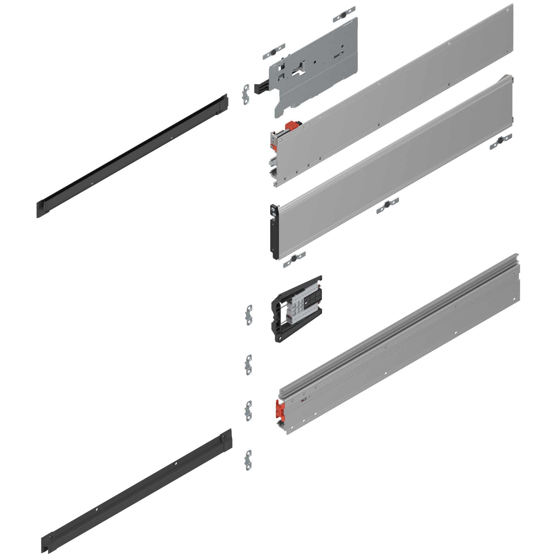 REVEGO uno, Şină de glisare tip pocket set, NL=600 mm, stânga - 801P600E.L3