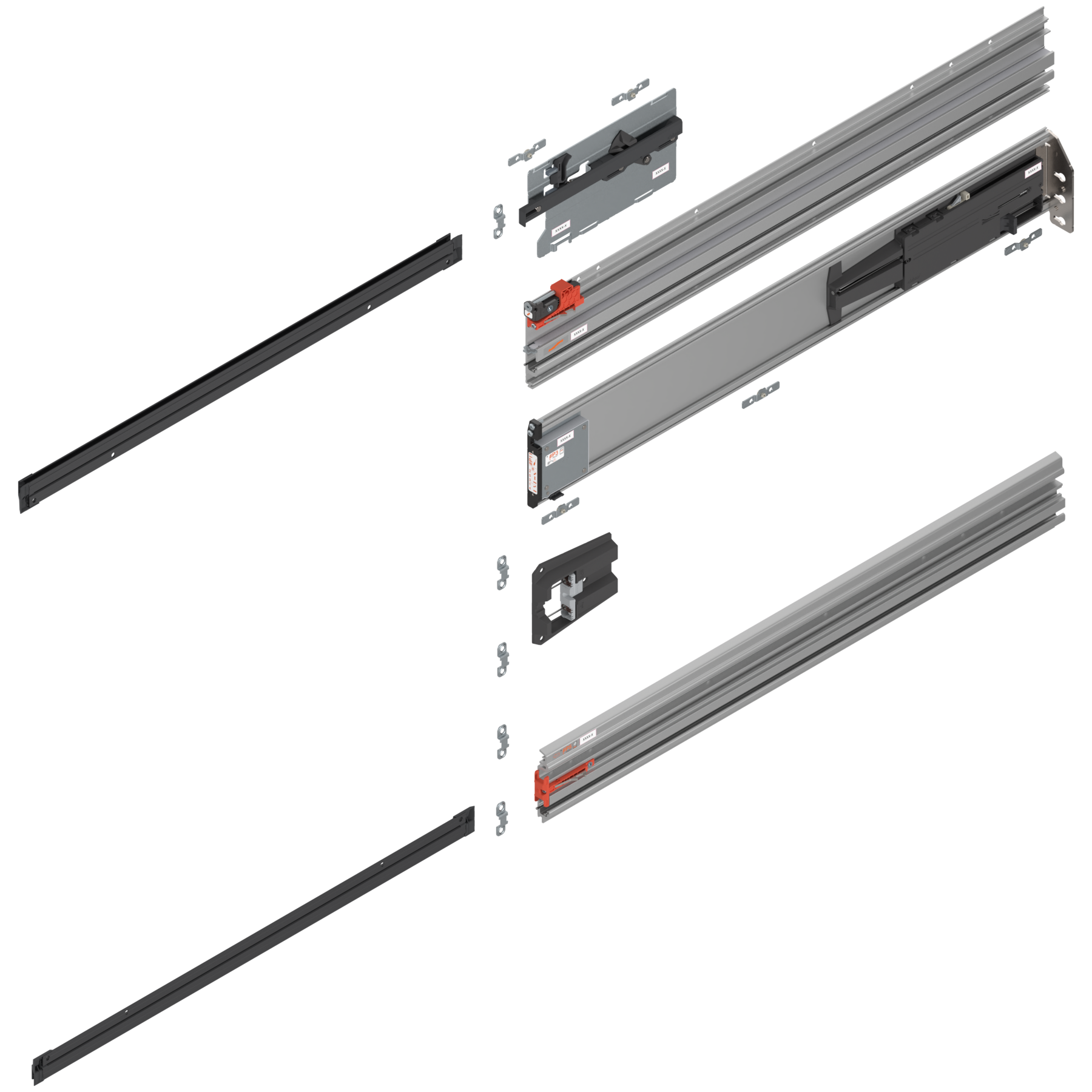 REVEGO uno, Şină de glisare tip pocket set, NL=800 mm, dreapta - 801P800E.R3