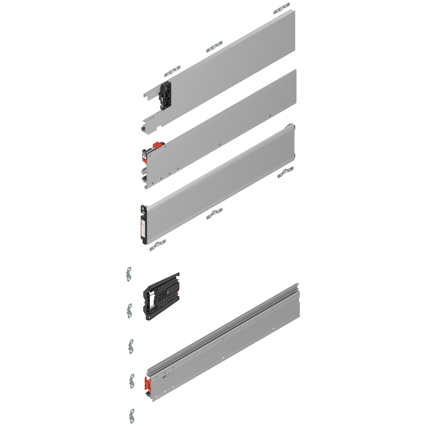 Uşă dublă, Şină de glisare tip pocket set, NL=525 mm, stânga - 802P525D.L3