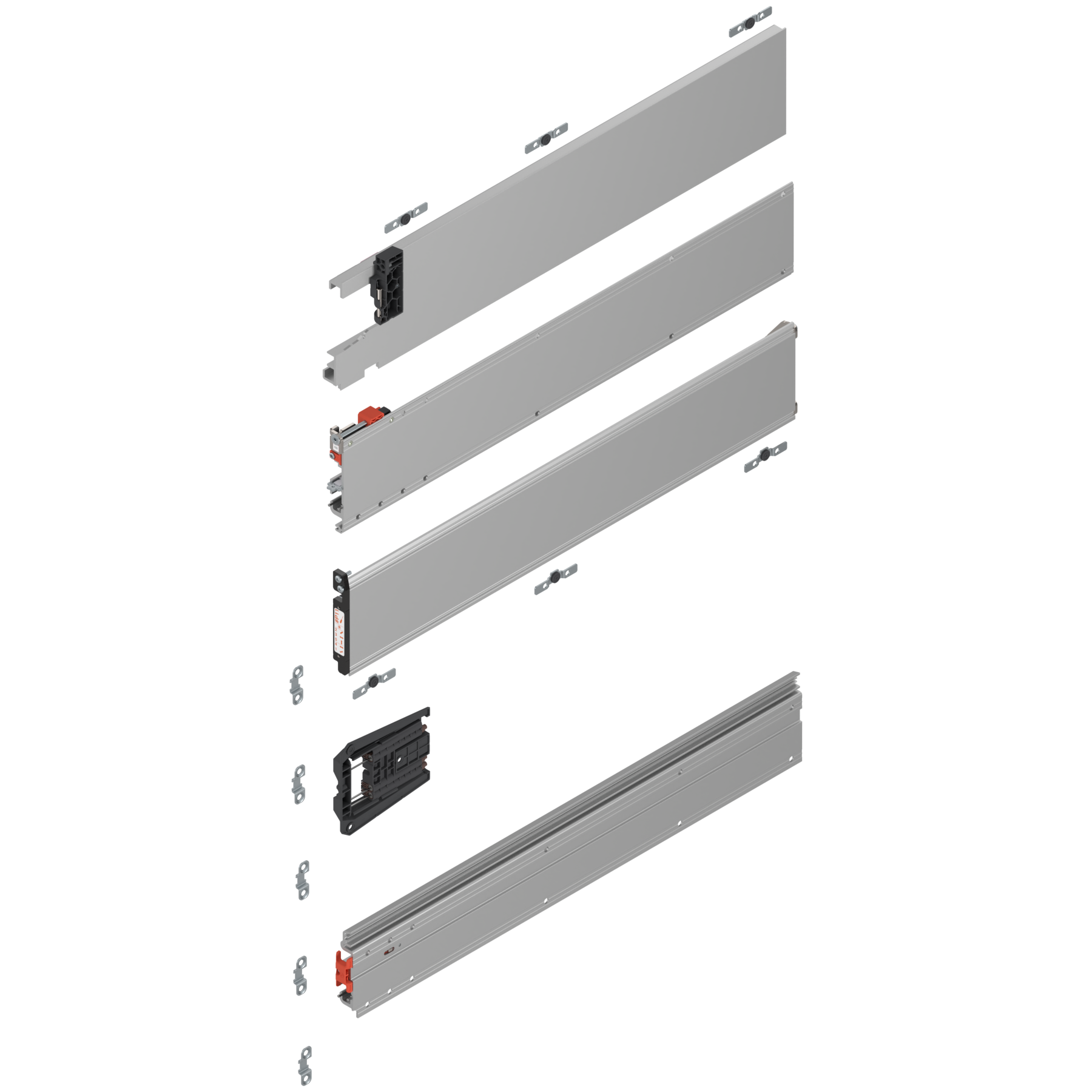 Uşă dublă, Şină de glisare tip pocket set, NL=600 mm, stânga - 802P600D.L3