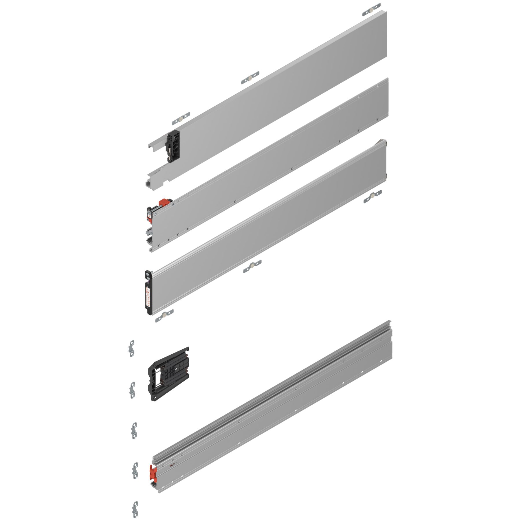 Uşă dublă, Şină de glisare tip pocket set, NL=750 mm, stânga - 802P750D.L3